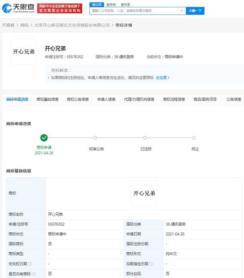 開心麻花申請(qǐng) 開心兄弟 麻花兄弟 商標(biāo)